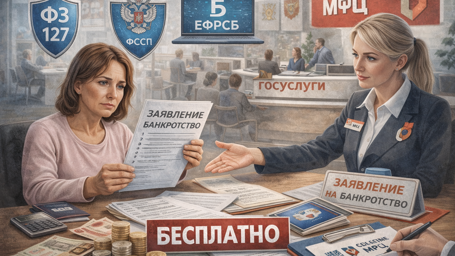 Банкротство физических лиц через МФЦ: подача заявления и списание долгов без суда